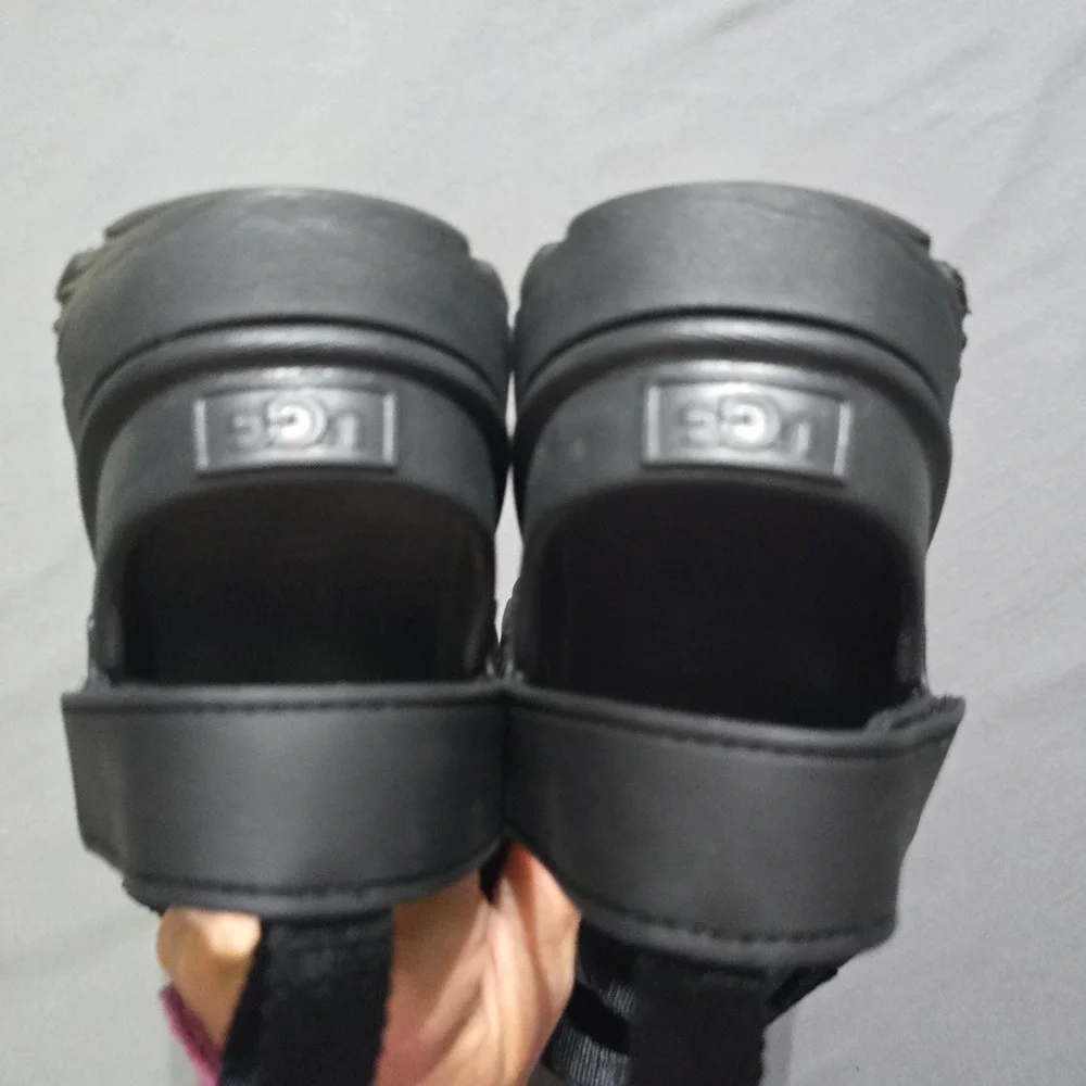 UGG GoldenGlow Sandal Womens 12 Black Platform Adjustable Straps 1152685
